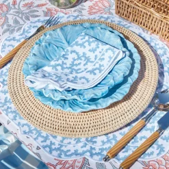Edie Blue Coral Placemats & Napkins (Set Of 4)|Mrs. Alice Online