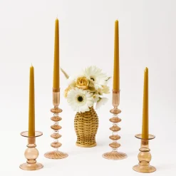 Elodie Chestnut Candle Holder (Pair)|Mrs. Alice Clearance