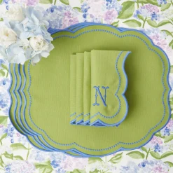 Eloise Green And Blue Placemats & Napkins (Set Of 4)|Mrs. Alice