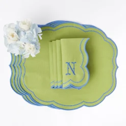 Eloise Green And Blue Placemats & Napkins (Set Of 4)|Mrs. Alice
