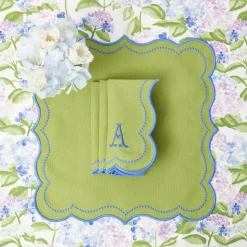 Eloise Green And Blue Placemats & Napkins (Set Of 4)|Mrs. Alice