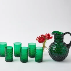 Emerald Green Hobnail Glasses (Set Of 6)|Mrs. Alice Clearance