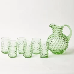 Emerald Hobnail Glasses & Jug Set|Mrs. Alice Hot