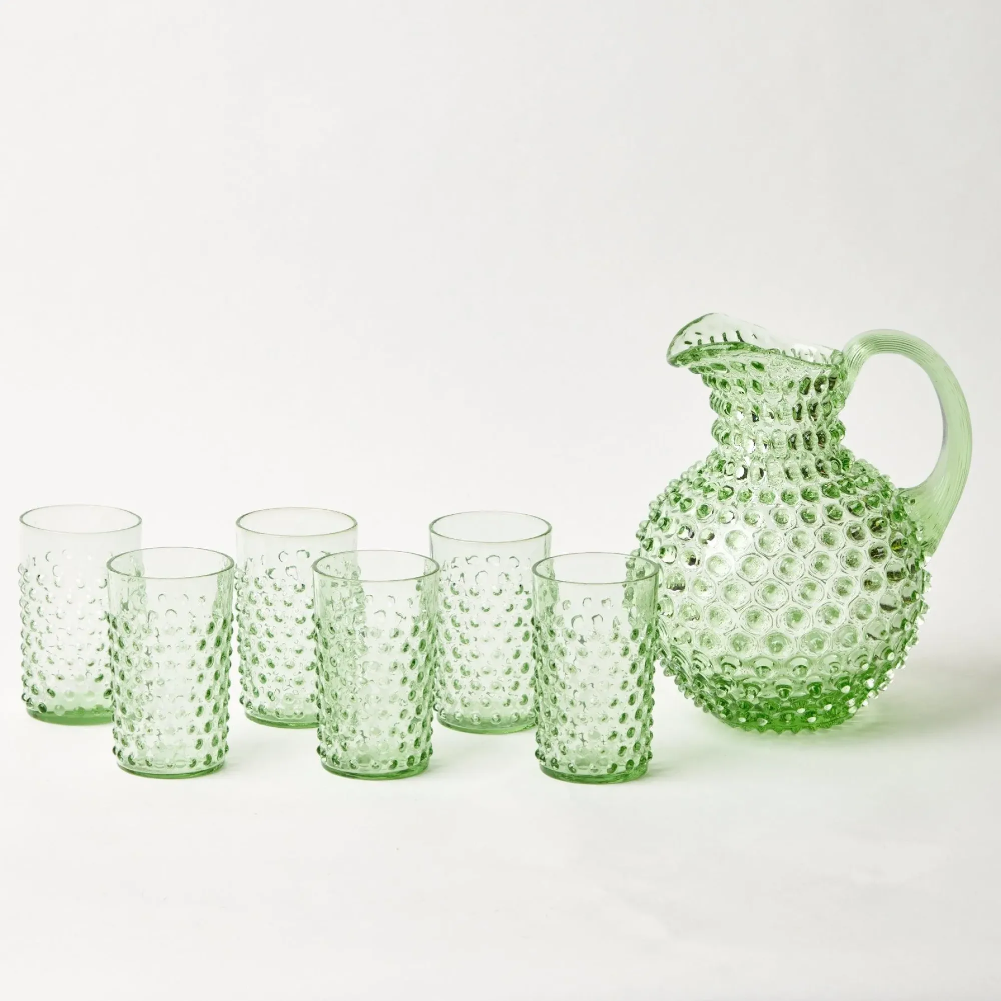 Emerald Hobnail Glasses & Jug Set|Mrs. Alice Hot