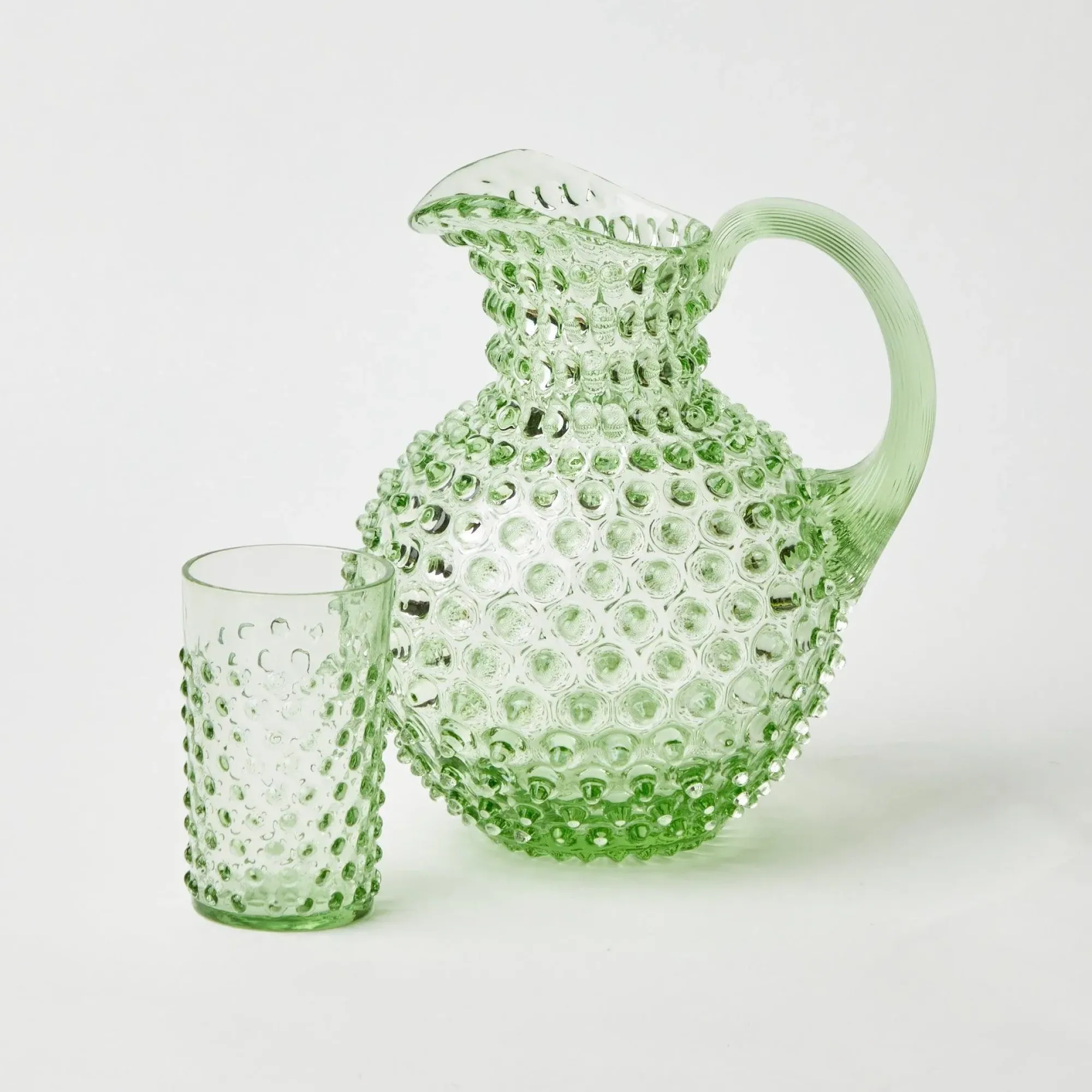 Emerald Hobnail Glasses & Jug Set|Mrs. Alice Hot