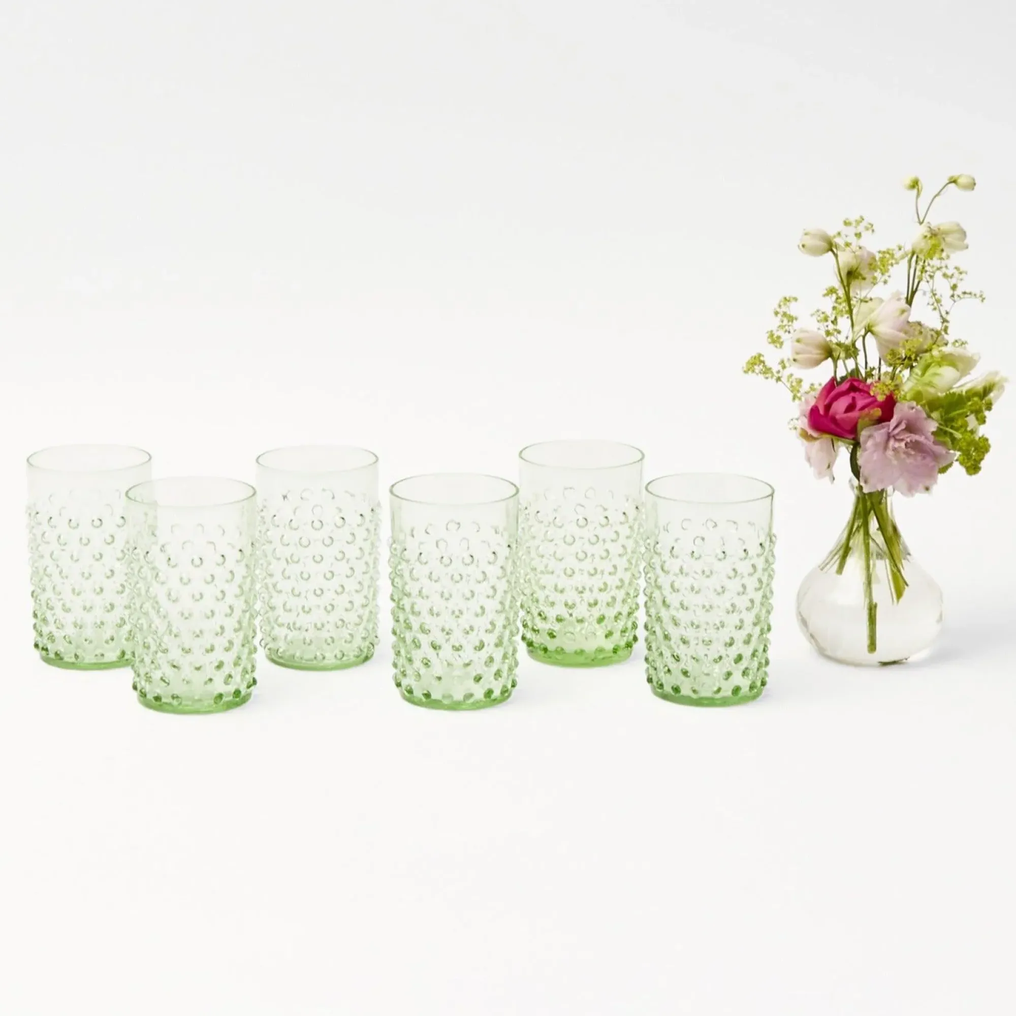 Emerald Hobnail Glasses (Set Of 6)|Mrs. Alice Discount