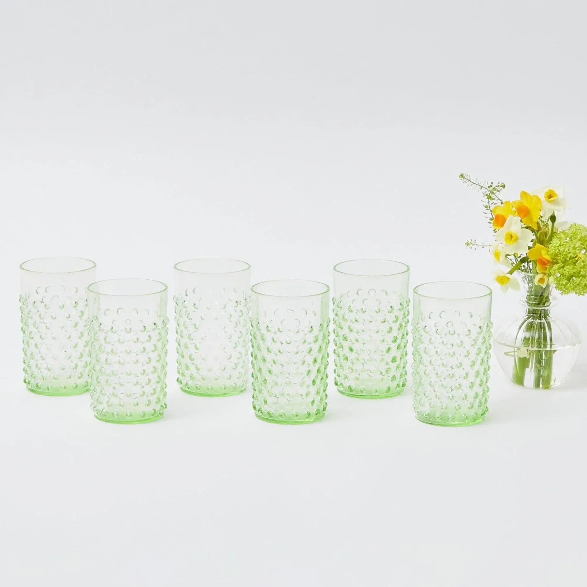 Emerald Hobnail Glasses (Set Of 6)|Mrs. Alice Discount