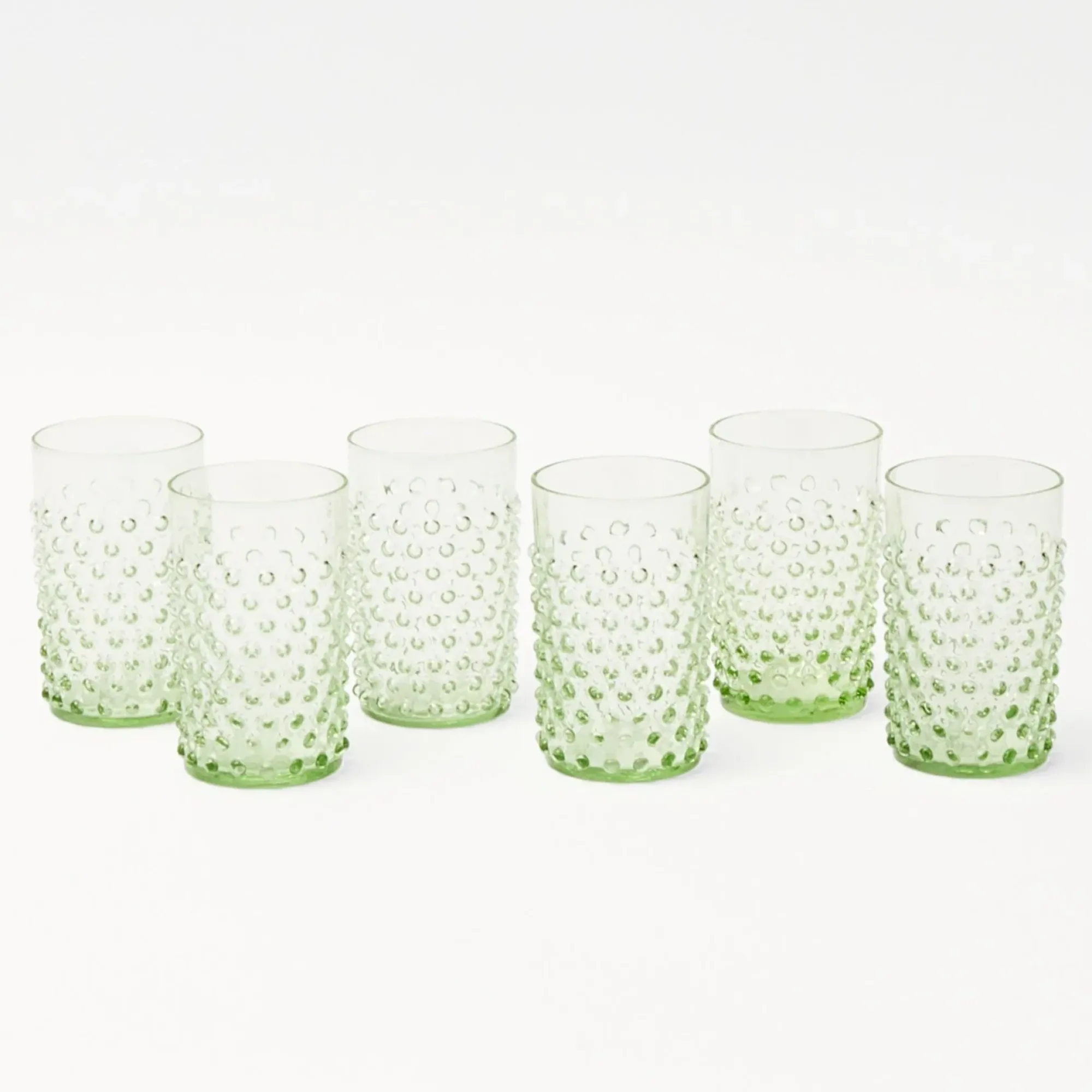 Emerald Hobnail Glasses (Set Of 6)|Mrs. Alice Discount
