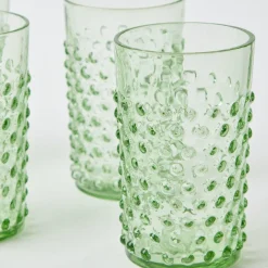Emerald Hobnail Glasses (Set Of 6)|Mrs. Alice Discount