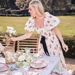 Emerald Hobnail Jug With Rose Handle & Glasses (Set Of 6)|Mrs. Alice Clearance