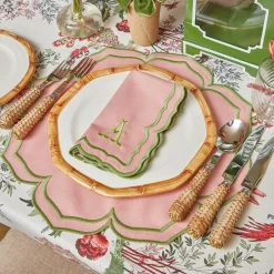 Fleur Pink Placemats & Napkins (Set Of 4)|Mrs. Alice Clearance