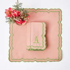 Fleur Pink Placemats & Napkins (Set Of 4)|Mrs. Alice Clearance