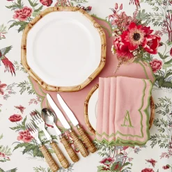 Fleur Pink Placemats & Napkins (Set Of 4)|Mrs. Alice Clearance