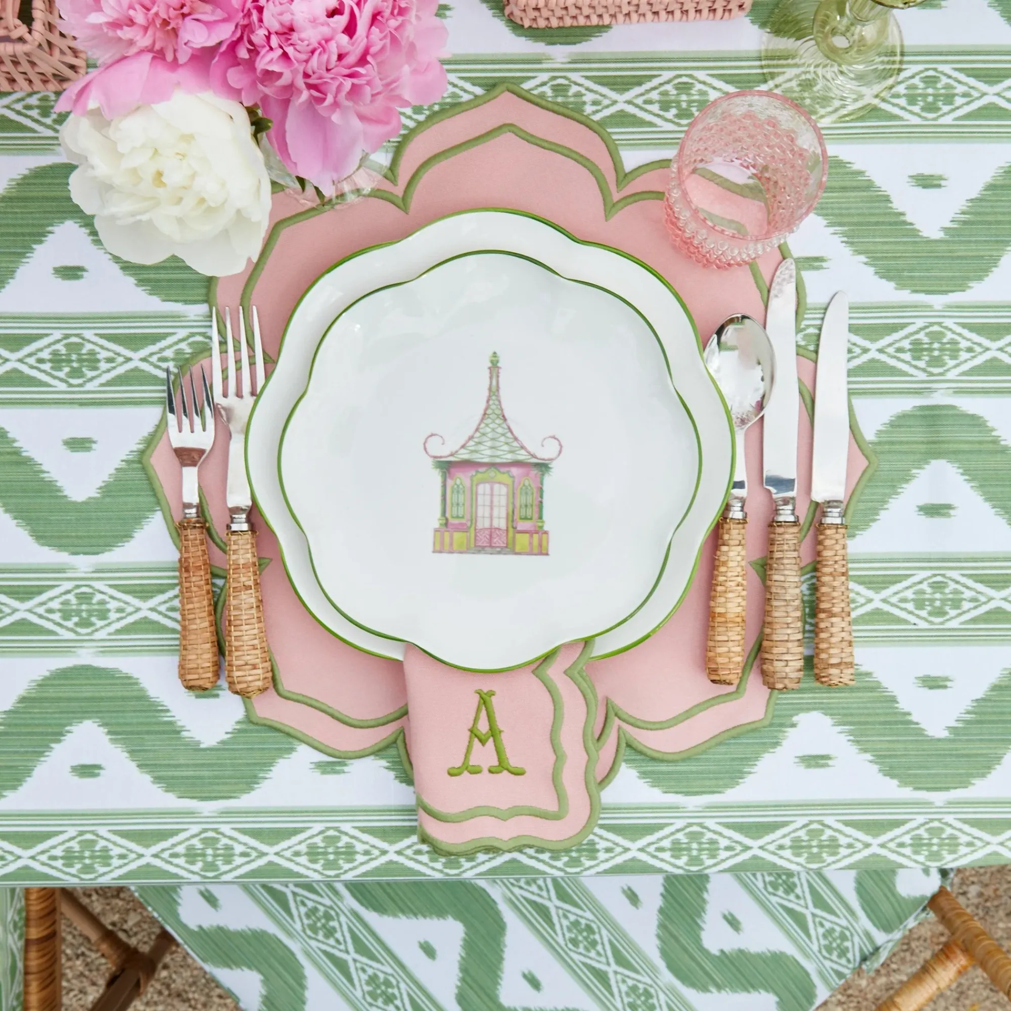 Fleur Pink Placemats & Napkins (Set Of 4)|Mrs. Alice Clearance