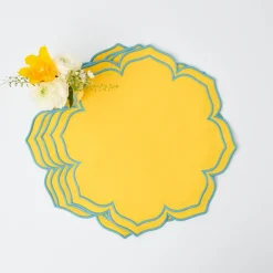 Fleur Yellow Placemats (Set Of 4)|Mrs. Alice Discount