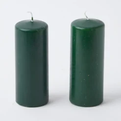 Forest Green Pillar Candles (Pair)|Mrs. Alice Online