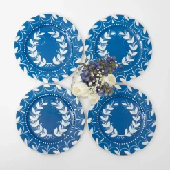 French Blue Garland Starter Plates (Set Of 4)|Mrs. Alice Clearance