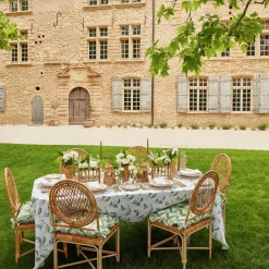 Frilled Green Ikat Seat Pad Cushion|Mrs. Alice Online