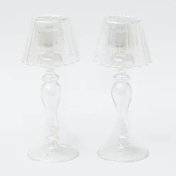 Glass Lantern Tea Light Holder (Pair) - 24Cm|Mrs. Alice Online