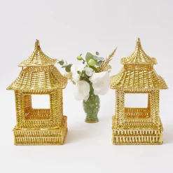 Gold Rattan Pagoda Lantern|Mrs. Alice Outlet