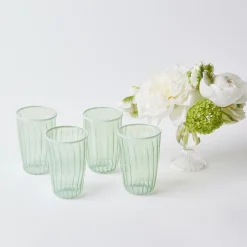 Green & White Rim Water Glasses (Set Of 4)|Mrs. Alice Outlet