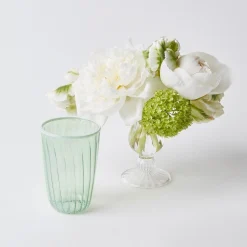 Green & White Rim Water Glasses (Set Of 4)|Mrs. Alice Outlet