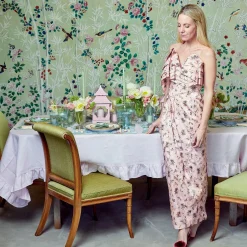 Green & White Rim Water Glasses (Set Of 4)|Mrs. Alice Outlet