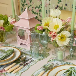 Green & White Rim Water Glasses (Set Of 4)|Mrs. Alice Outlet