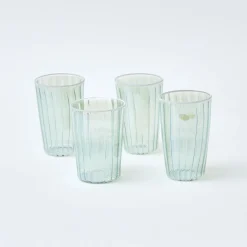 Green & White Rim Water Glasses (Set Of 4)|Mrs. Alice Outlet