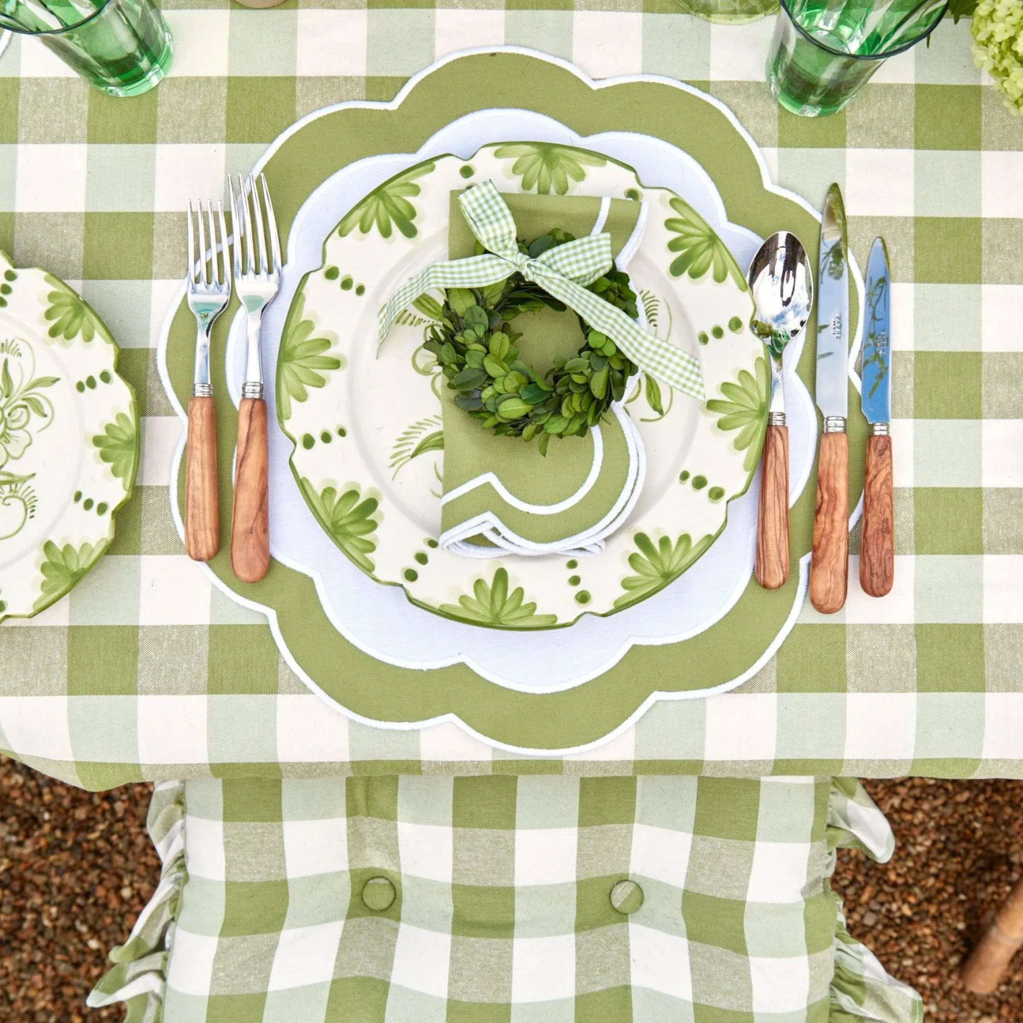 Green Applique Napkins (Set Of 4)|Mrs. Alice Outlet