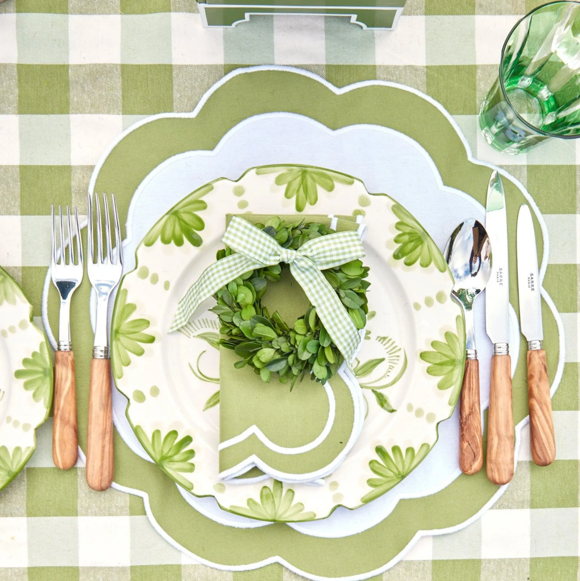 Green Applique Napkins (Set Of 4)|Mrs. Alice Outlet
