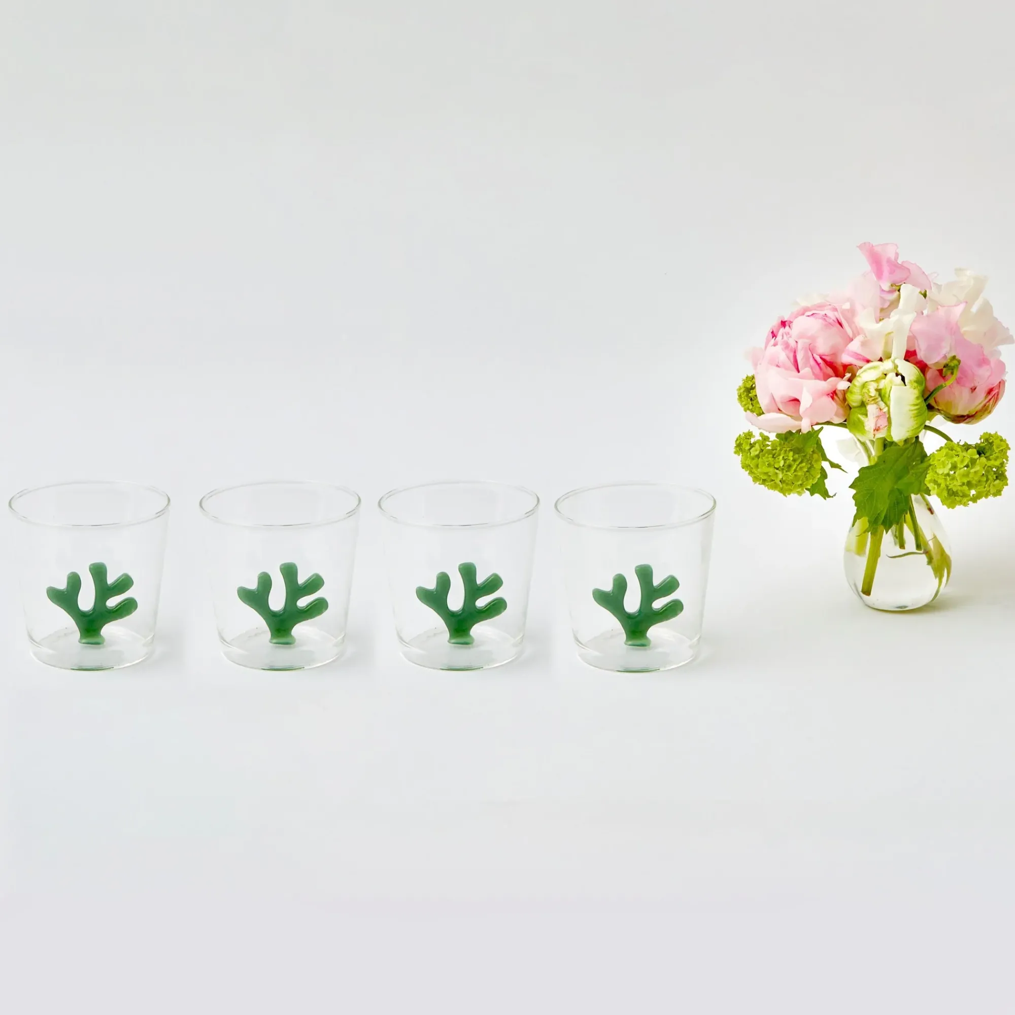 Green Coral Glasses (Set Of 4)|Mrs. Alice Best
