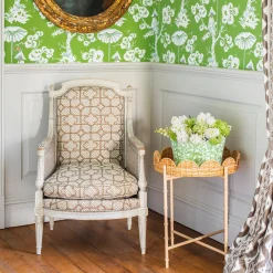 Green Floral Tole Scalloped Planter|Mrs. Alice Hot