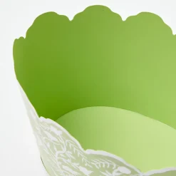 Green Floral Tole Scalloped Planter|Mrs. Alice Hot