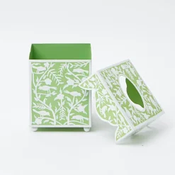 Green Floral Tole Tissue Box|Mrs. Alice New