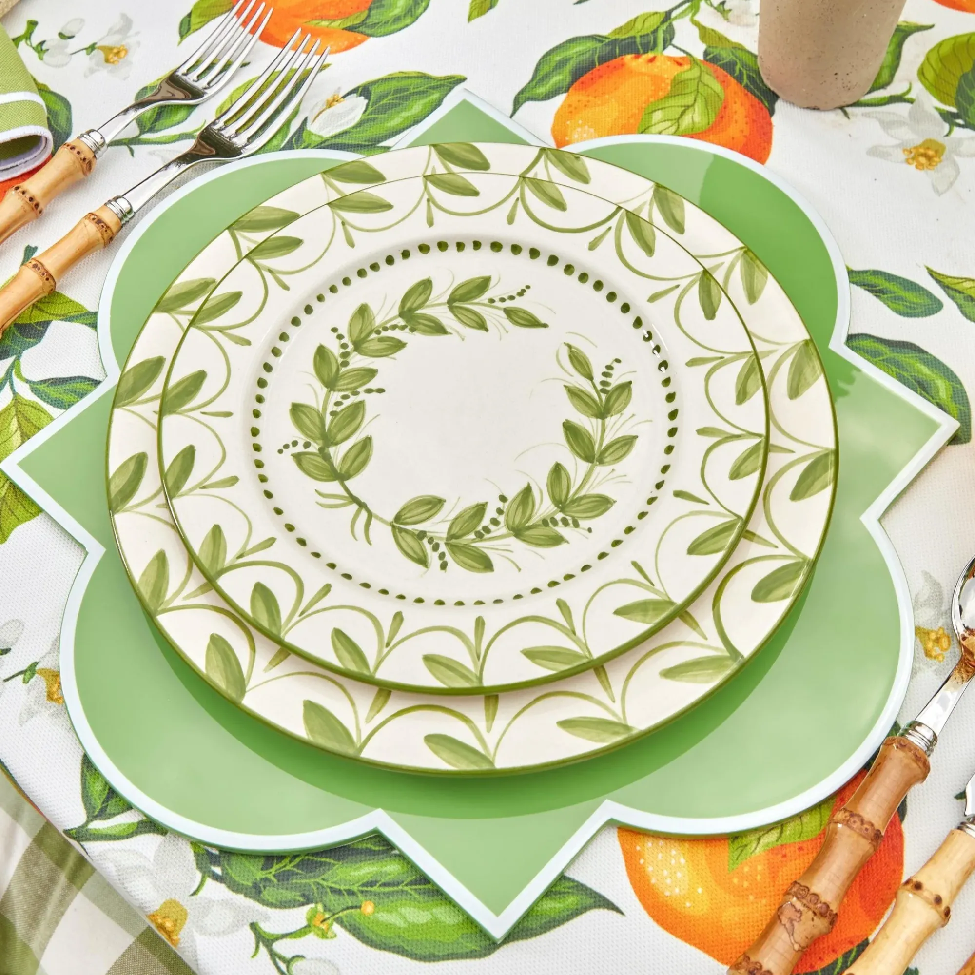Green Garland Starter Plates (Set Of 4)|Mrs. Alice Discount