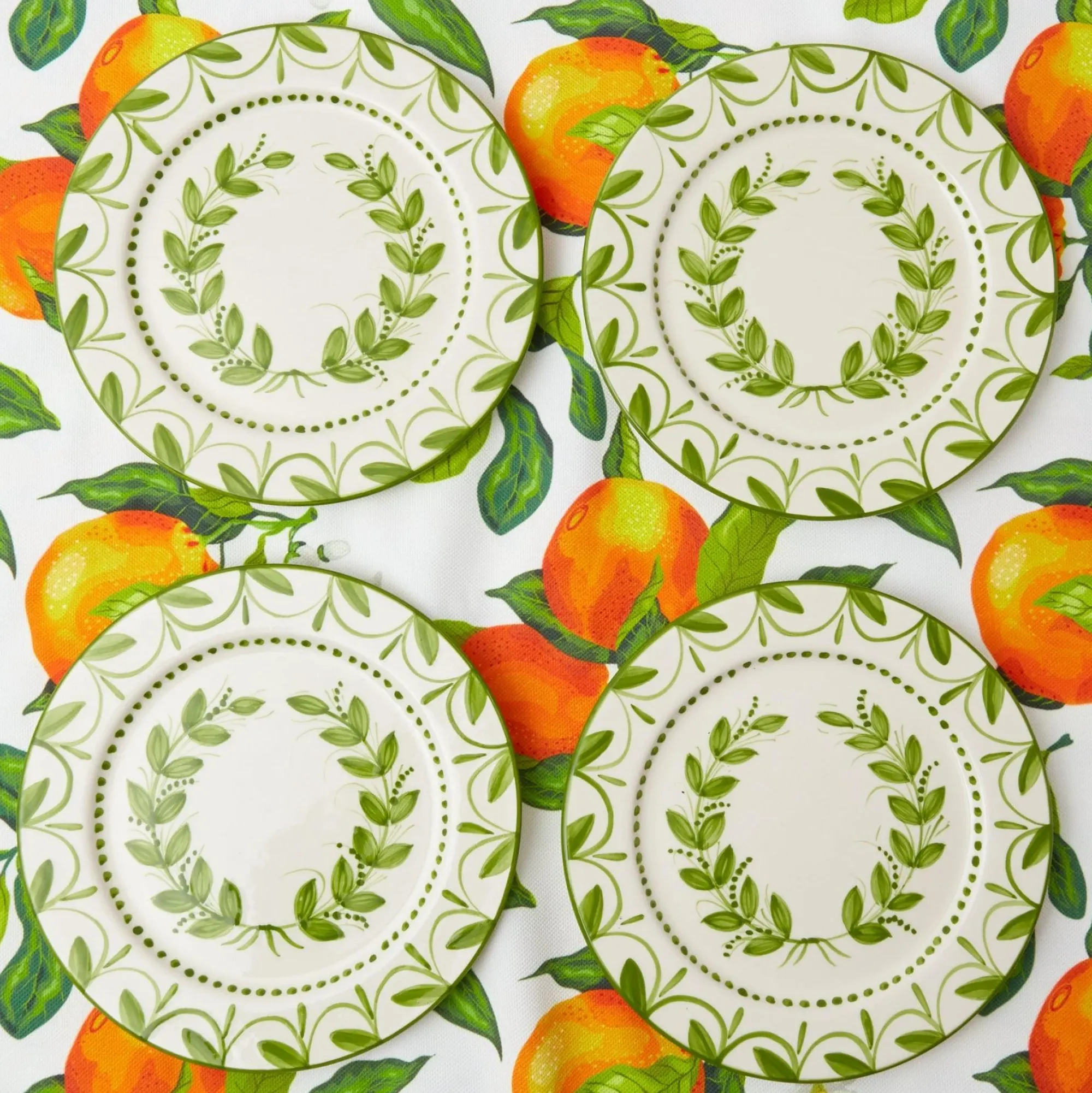 Green Garland Starter Plates (Set Of 4)|Mrs. Alice Discount