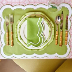 Green Geometric Bamboo Starter Plate (Set Of 4)|Mrs. Alice New