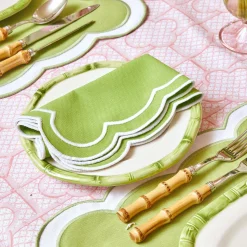 Green Geometric Bamboo Starter Plate (Set Of 4)|Mrs. Alice New