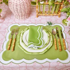 Green Geometric Bamboo Starter Plate (Set Of 4)|Mrs. Alice Discount