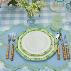 Green Geometric Bamboo Starter Plate (Set Of 4)|Mrs. Alice Discount