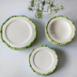 Green Geometric Bamboo Starter Plate (Set Of 4)|Mrs. Alice Sale