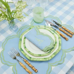 Green Geometric Bamboo Starter Plate (Set Of 4)|Mrs. Alice Sale