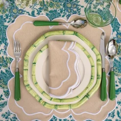 Green Geometric Bamboo Starter Plate (Set Of 4)|Mrs. Alice Sale