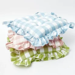 Green Gingham Ruffle Seat Pad Cushion|Mrs. Alice Online