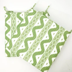 Green Ikat Seat Pad Cushion|Mrs. Alice