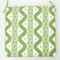 Green Ikat Seat Pad Cushion|Mrs. Alice