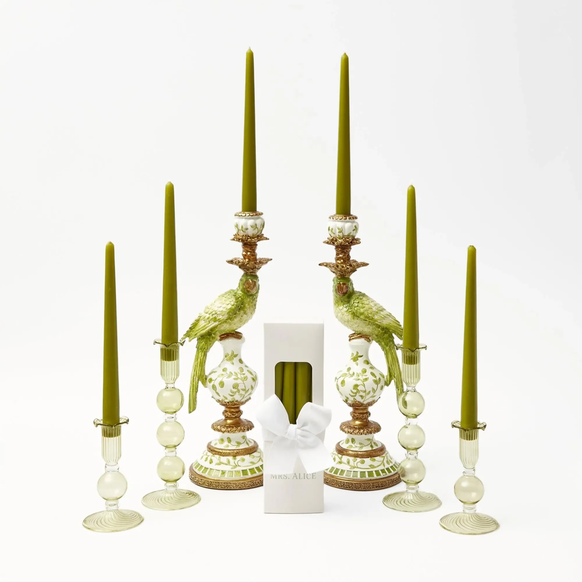 Green Parrot Candlescape|Mrs. Alice Sale