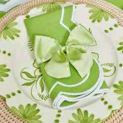 Green Saddle Stitch Napkin Bows (Set Of 4)|Mrs. Alice New