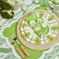 Green Saddle Stitch Napkin Bows (Set Of 4)|Mrs. Alice New